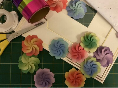 A dozen handmade paper Origami Flowers for your everlasting garden - image2